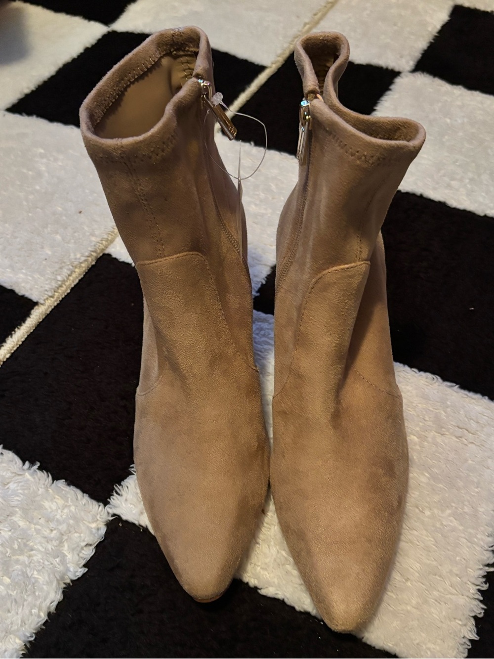 Jessica Simpson Taupe Pointed Toe Suede Ankle Booties